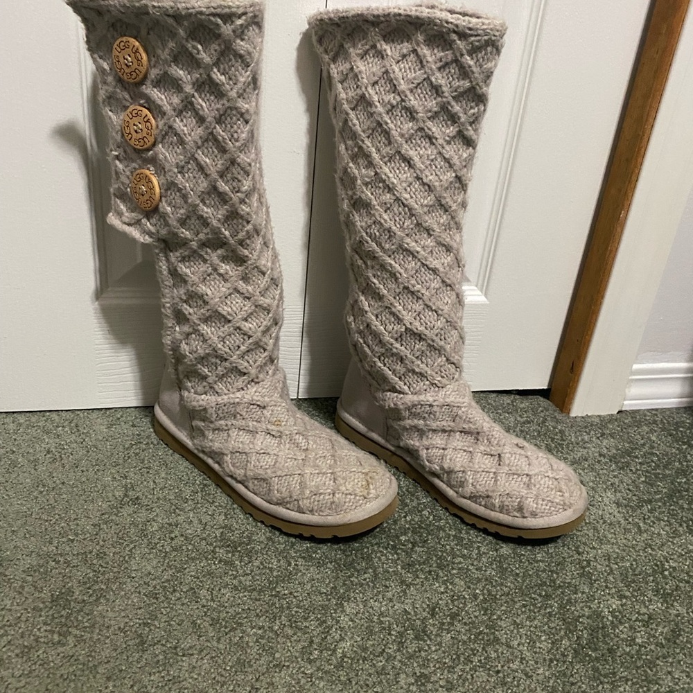 UGG Women's Cream Knit Button Boots